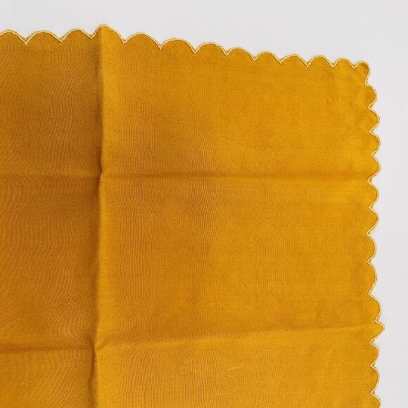 Vintage Silk Embroidered Handkerchief Orange Flower Motif Scalopped Edge Germany - Picture 14 of 16